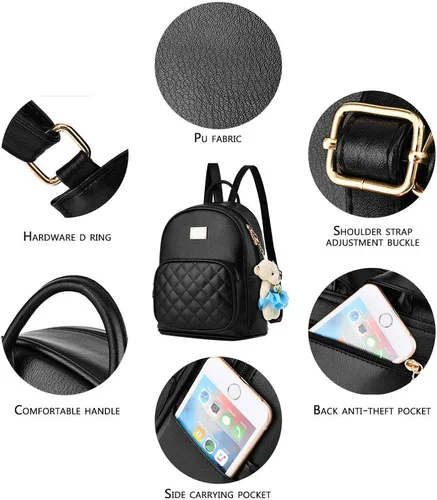 Miniatura 6 de Mochila imitación de piel con monedero para mujer