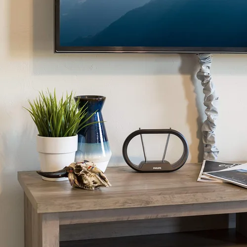 Miniatura 5 de Philips Antena de TV para interiores con orejas de conejo para canales locales, dipolos extensibles de 15 pulgadas, 4K 1080P VHF UHF, antena