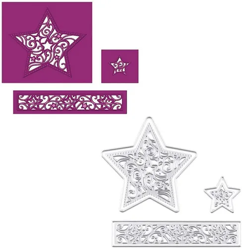 Miniatura 5 de Troqueles de corte de estrellas, moldes de plantilla de metal, herramienta de grabado en relieve para hacer tarjetas, álbumes, álbumes de recortes