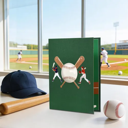 Miniatura 7 de GREETING ART Tarjeta desplegable de béisbol musical, tarjetas de cumpleaños de béisbol, tarjeta del día del padre, tarjetas de felicitación