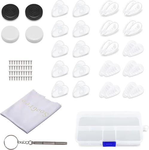 Miniatura 12 de SooGree Paquete de 20 almohadillas nasales pequeñas para gafas de cámara de aire, 20 almohadillas de nariz de silicona dura, 1 gancho redondo