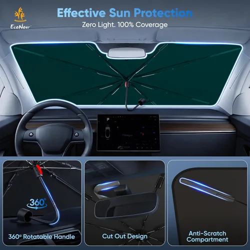Miniatura 4 de 【2025 Actualizado】EcoNour Parasol Premium para Parabrisas de Coche Parasol Plegable para Parabrisas Delantero Visor Extendido Bloqueador de Sol