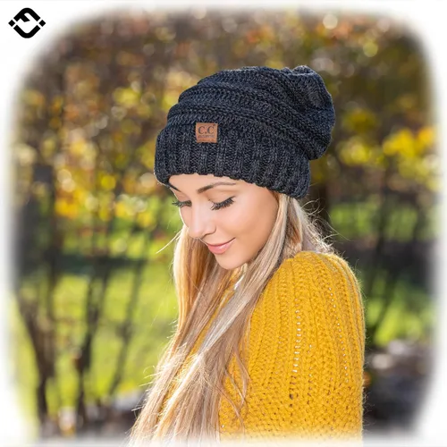 Miniatura 159 de Funky Junque Gorro de moda de punto trenzado de talla extragrande, grueso, abrigado, suave y holgado