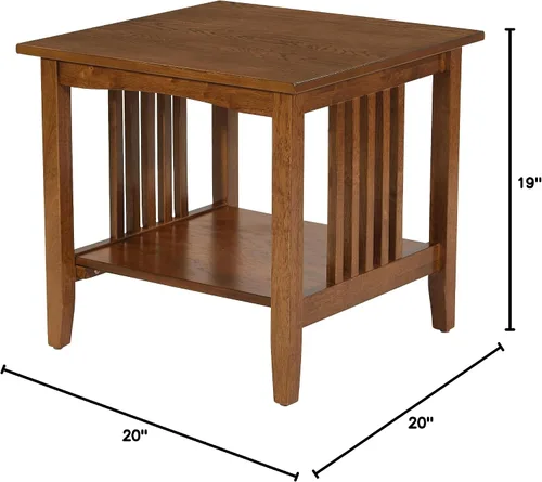 Miniatura 8 de OSP Home Furnishings Sierra - Mesa auxiliar con estante inferior de almacenamiento y paneles laterales estilo misión, color marrón ceniza