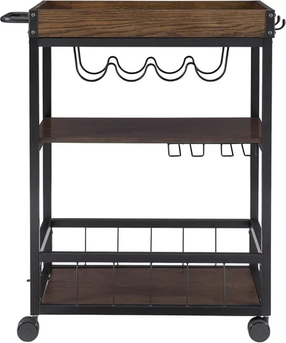 Miniatura 8 de Carrito de cocina portable Linon Austin., Madera, Negro