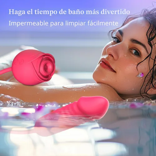 Miniatura 7 de Consolador vibrador juguetes sexuales para mujeres, juguete sexual MOOLIGIRL Rose con vibradores de punto G de empuje y 10 modos de succión