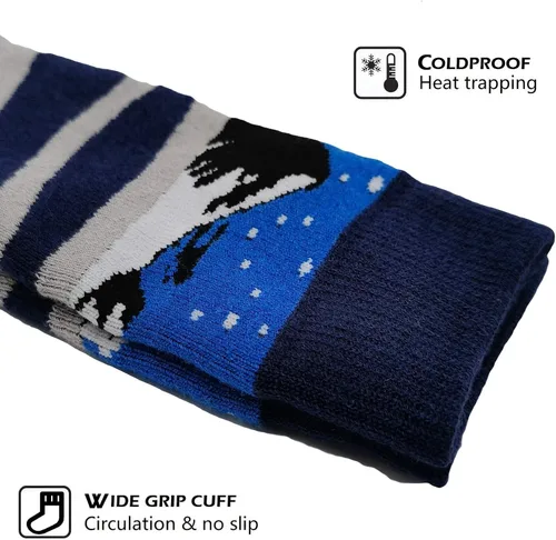 Miniatura 3 de HIGHCAMP 2 pares de calcetines de lana merina para niños de esquí y snowboard, calcetines de nieve de invierno para niños, niños y niñas