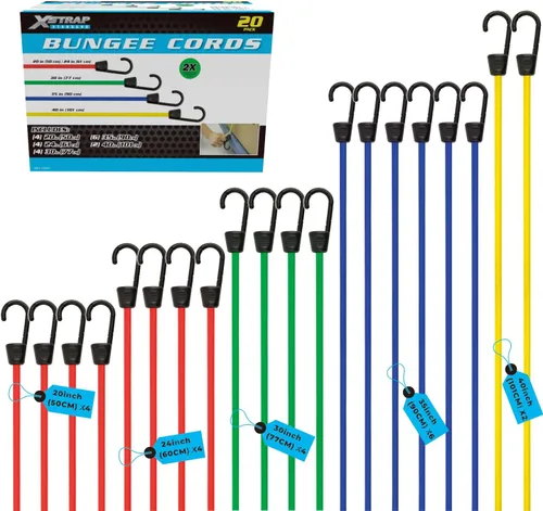 Miniatura 8 de XSTRAP STANDARD Kit de 14 piezas de cuerda elástica estándar – Incluye cuerdas elásticas de 18, 24, 30 y 40 pulgadas con ganchos