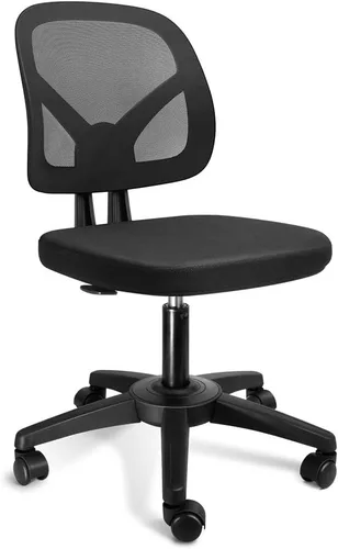 Miniatura 8 de KOLLIEE Silla de oficina en casa de malla ergonómica giratoria con soporte lumbar ajustable, silla de computadora cómoda negra con abatible
