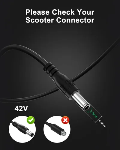 Miniatura 5 de VHBW Cargador eléctrico de scooter de 42 V, 2 A, compatible con iScooter i9, i9, i8, i8L, E9D, E9, Pro, E9T, i9, i9Pro, i9Plus, 1S, también