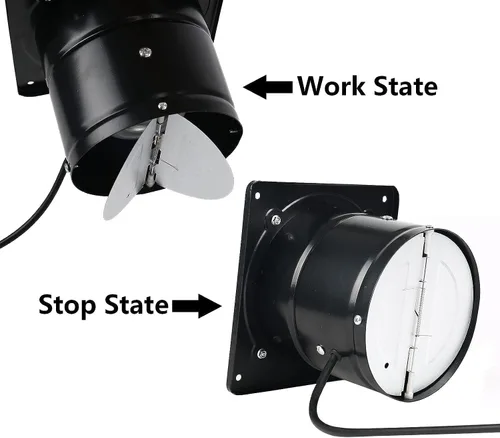 Miniatura 3 de Ventilador de escape de 10 pulgadas con enchufe, ventilador de ventilación a través de la pared de 1088CFM con motor de cobre puro ligero para Negro