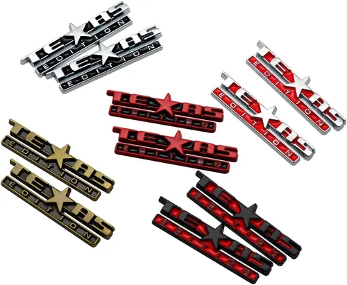 Miniatura 3 de 2 calcomanías de tamaño pequeño para tablero de instrumentos de la edición de Texas, placa de identificación 3D (negro cromado)