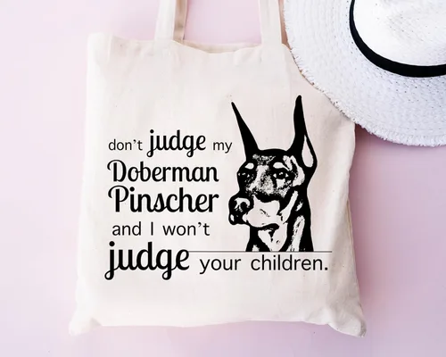 Miniatura 9 de Pet Studio Art Bolso tote Don't Judge My Dog DOBERMAN