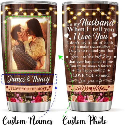 Miniatura 2 de CUBICER Vaso de café personalizado con texto en inglés «To My Huss» con nombre personalizado, regalos de boda para parejas, hombres y adultos, taza