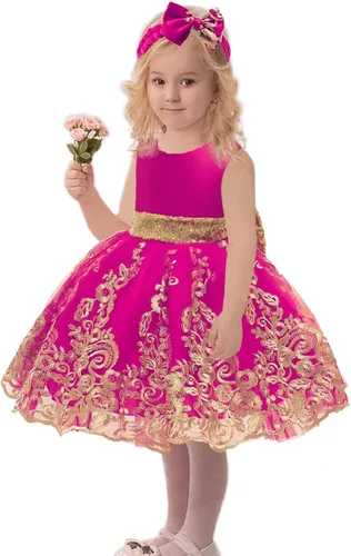 Miniatura 36 de CMMCHAAH - Vestidos de encaje para concursos de niñas bebés de 0-6 años, vestido formal para fiestas con diadema
