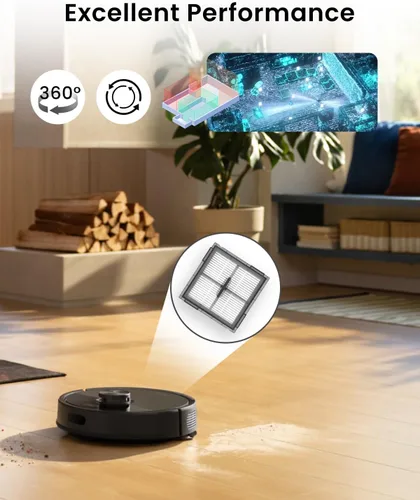 Miniatura 4 de Paquete de 4 filtros HEPA de repuesto compatibles con aspiradora robot Roborock Q10 S5/Q10 S5+/Q10 X5/Q10 X5+ Filtros lavables de repuesto Kit