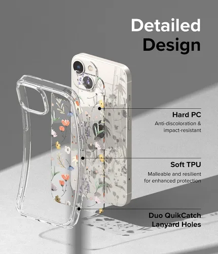 Miniatura 7 de Ringke Fusion Design - Funda compatible con iPhone 14 de 6.1 pulgadas, parte trasera dura transparente con diseño de flores, a prueba de golpes