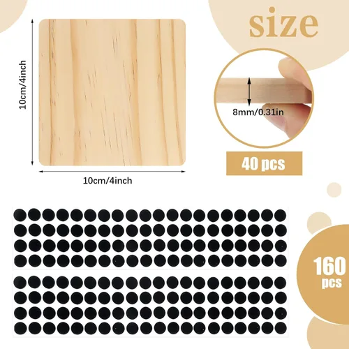 Miniatura 2 de Meanplan Posavasos de madera en blanco para manualidades con almohadillas antideslizantes, posavasos de madera sin terminar para pintura