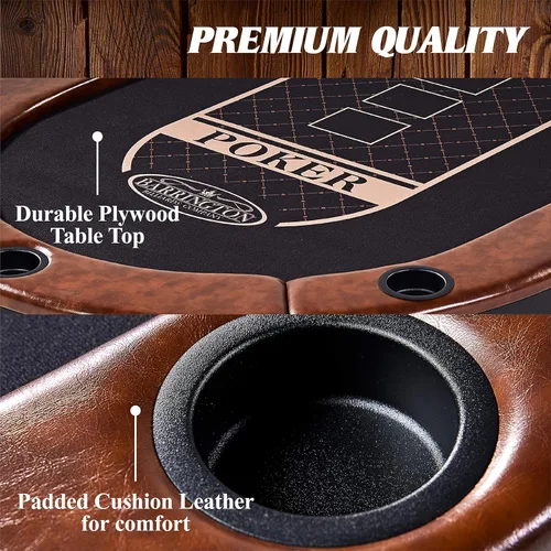 Miniatura 4 de Barrington Poker - Mesas de Póquer Plegables de Múltiples Estilos y Tableros de Mesa de Póquer/Colección de Mesa de Comedor, Mesas con Rieles