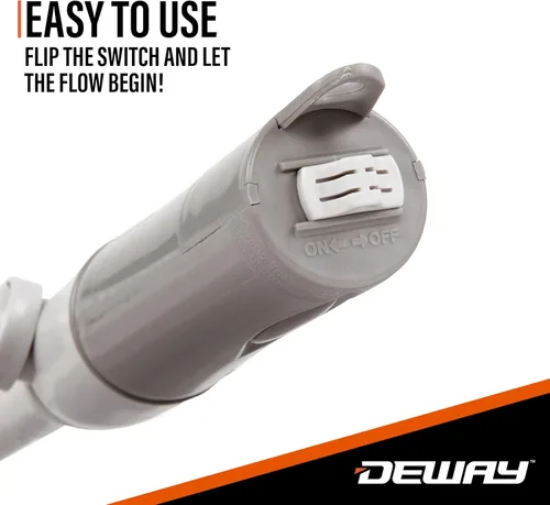 Miniatura 7 de DEWAY - Bomba automática de transferencia de combustible pequeña de 15 pulgadas con parada automática, potente alimentación por batería tipo D