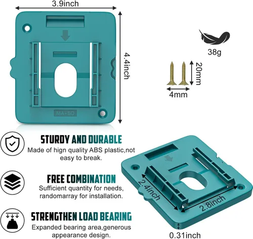 Miniatura 3 de Soporte de montaje de batería compatible para baterías Makita de 18V, colgador de montaje en pared para BL1860 BL1850 BL1840 BL1830, organiza tu