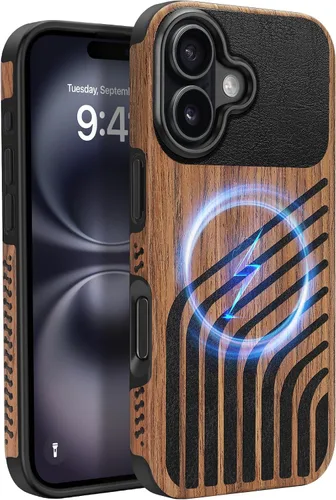 Miniatura 40 de Funda magnética ZZDZZ compatible con iPhone 14 Plus [Compatible con Magsafe] Diseño de cuero premium TPU híbrido a prueba de golpes (Negro)