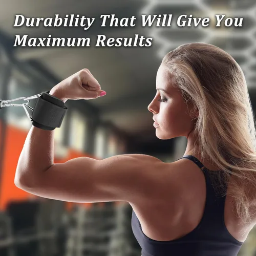 Miniatura 8 de Paquete de 2 muñequeras para máquina de cable, acolchado de neopreno ajustable, talla única, correas de muñeca de fitness para hombres y mujeres