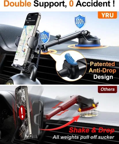Miniatura 4 de YRU Verdadero Soporte para Teléfono de Automóvil de Grado Militar [Succión de Rotación 360°] 2025 Ultimate Soporte para Teléfono de Automóvil