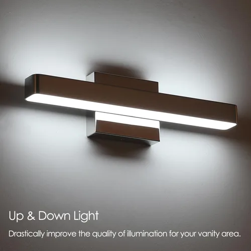 Miniatura 2 de Barra de luz LED moderna para tocador de baño (16 pulgadas, blanco frío 6000 K), accesorios de iluminación de pared de baño de acrílico moderno