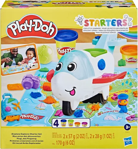 Miniatura 2 de Play-Doh Airplane Explorer - Juego de iniciación, juguetes preescolares para niñas y niños de 3 años y más con Jet, tapete de juego de mapa