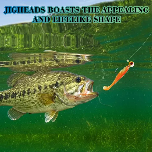 Miniatura 5 de Cabezas de plantilla de pesca, ganchos de cabeza de bola pintados redondos de varios tamaños para lucioperca, trucha, crappie, jig, agua dulce