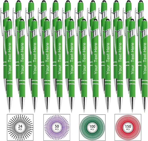 Miniatura 22 de Hasta 500 bolígrafos personalizados a granel, bolígrafo grabado personalizado con punta de lápiz capacitivo, carcasa multicolor retráctil, bolígrafo