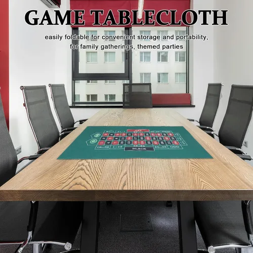 Miniatura 4 de MERRYHAPY Double-Sided Waterproof Poker Table Mat with Felt Surface Foldable Portable Game Pad for Family Gatherings Theme Parties Poker Night and