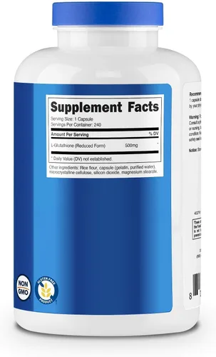 Miniatura 5 de Nutricost Ácido alfa lipoico 600 mg, 240 cápsulas de glutatión 500 mg, 240 cápsulas