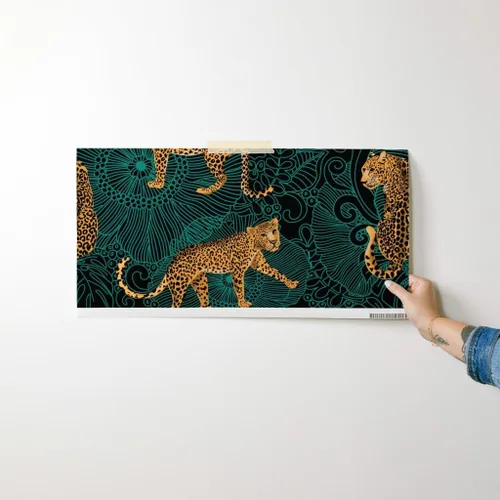 Miniatura 7 de Spoonflower Papel tapiz para despegar y pegar - Leopardo exótico selva negro verde animal África guepardo tigre papel tapiz extraíble personalizado