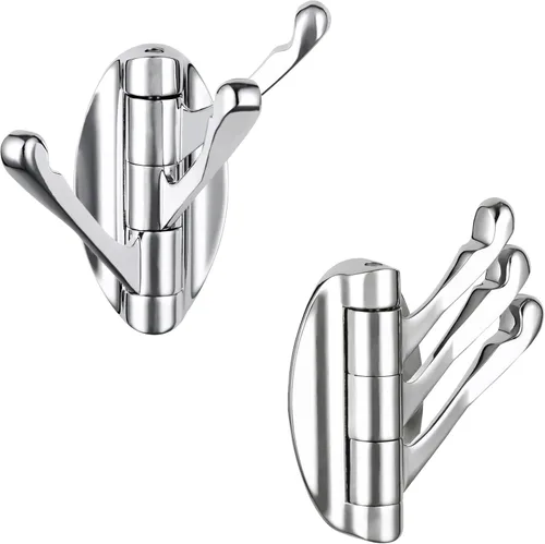 Miniatura 11 de Angle Simple Gancho para toallas de baño, gancho giratorio plegable de metal, colgador de bata para pared, níquel cepillado