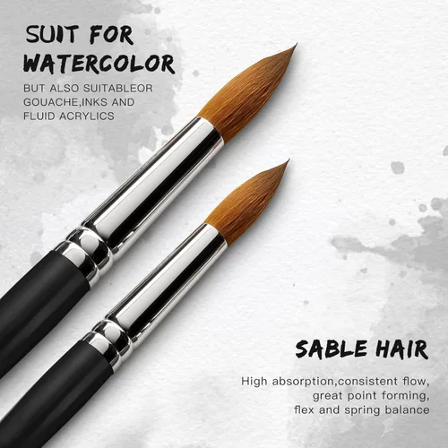 Miniatura 3 de Juego de pinceles de acuarela profesional, 10 pinceles de acuarela para artistas, pinceles de pintura Golden Maple de sable con punta redonda