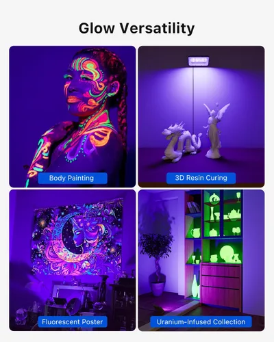 Miniatura 3 de Paquete de 2 luces de inundación de luz negra de 50 W con cable de 120 V IP66 impermeable UV LED luz negra para exteriores o interiores para Violeta