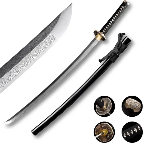 Miniatura 13 de Katana de acero templado con resorte de arcilla de 41 pulgadas, espada samurái japonesa hecha a mano, espada samurái japonesa de espada completa