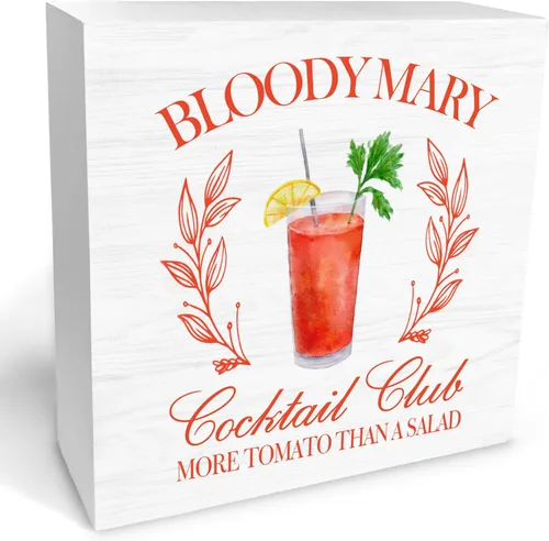 Bloody Mary Bar - Letrero de madera para decoración de escritorio, regalos para amantes de los cócteles, Bloody Mary Cocktail Bloody Mary,