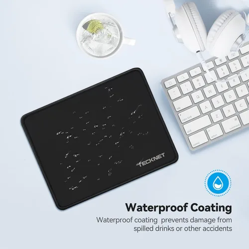 Miniatura 5 de TECKNET Paquete de 4 alfombrillas para mouse con costuras antideshilachamiento, superficie impermeable y base de goma antideslizante con bordes