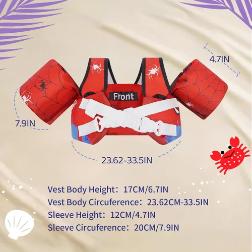 Miniatura 5 de Chaleco de natación para bebés para aprender a nadar, chaqueta de ayuda de natación para bebés de 2, 3, 4, 5 y 6 años, alas de agua para el brazo