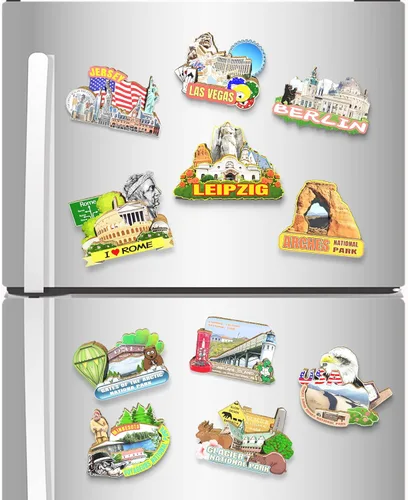 Miniatura 4 de Alemania Leipzig imán de nevera de madera 3D monumentos de viaje coleccionables recuerdos decoración hecha a mano - 2