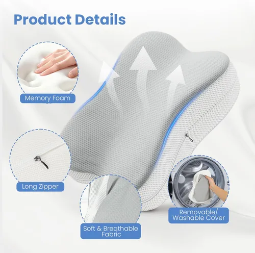 Miniatura 5 de JINXIA Almohada de rodilla para dormir de lado, cómoda almohada de espuma viscoelástica para dormir de lado, almohada para dormir entre piernas