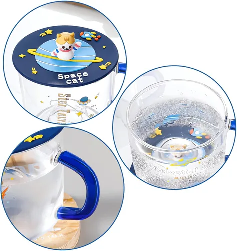 Miniatura 7 de Bonita taza de café de cristal con tapa de silicona Kawaii Cat para café, té, leche, decoración estética de habitación, regalo divertido