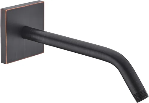 Miniatura 35 de Brazo de ducha de 16 pulgadas con brida, acero inoxidable negro mate de 90 grados, brazo de extensión de cabezal de ducha montado en la pared