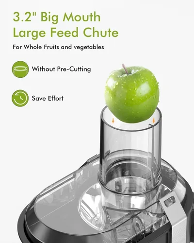 Miniatura 2 de SIFENE Exprimidor centrífugo, extractor de frutas y verduras enteras de potencia máxima de 1300 W, boca de 3.2 pulgadas de ancho, 3 velocidades