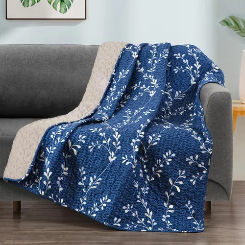 Miniatura 6 de Lujo Reversible 100% algodón clásico Boho a rayas a cuadros Cobija 60 x 50 pulgadas se puede lavar a máquina y secar en secadora, Algodón, Patrón 3