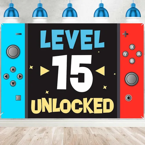 Miniatura 11 de Level 7th Unlocked Happy 7th Birthday Level Up Banner de fondo para cabina de fotos, accesorios de videojuego, decoración temática juvenil