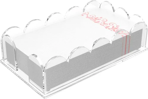 Miniatura 10 de YAGELI Servilletero acrílico transparente – Elegante bandeja festoneada para cóctel, baño, cocina y comedor – Toalla de papel plana y organizador
